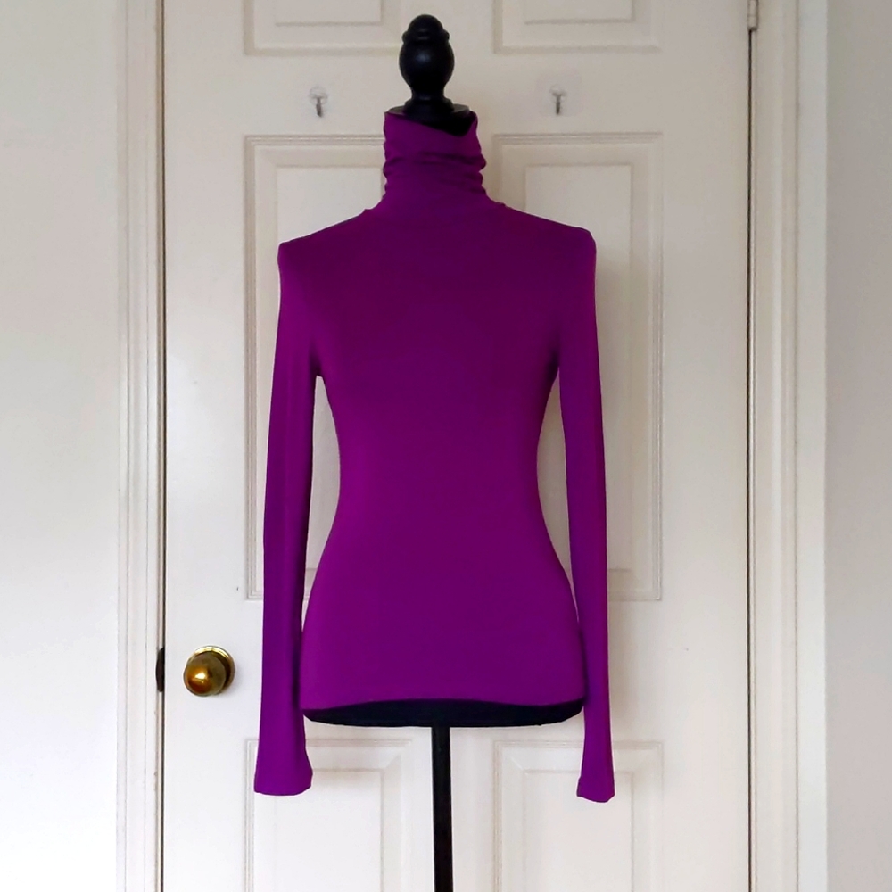 H&M Rayon and Spandex Purple Long Sleeve Turtleneck Top.